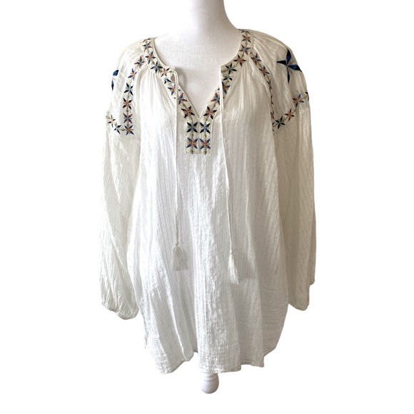 Lane Bryant Tops - Lane Bryant 14 16 top white boho long sleeves sheer